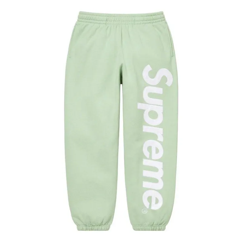 Supreme Satin Appliqué Sweatpants 'Green White' SUP-FW22-439 sold by KicksCrew
