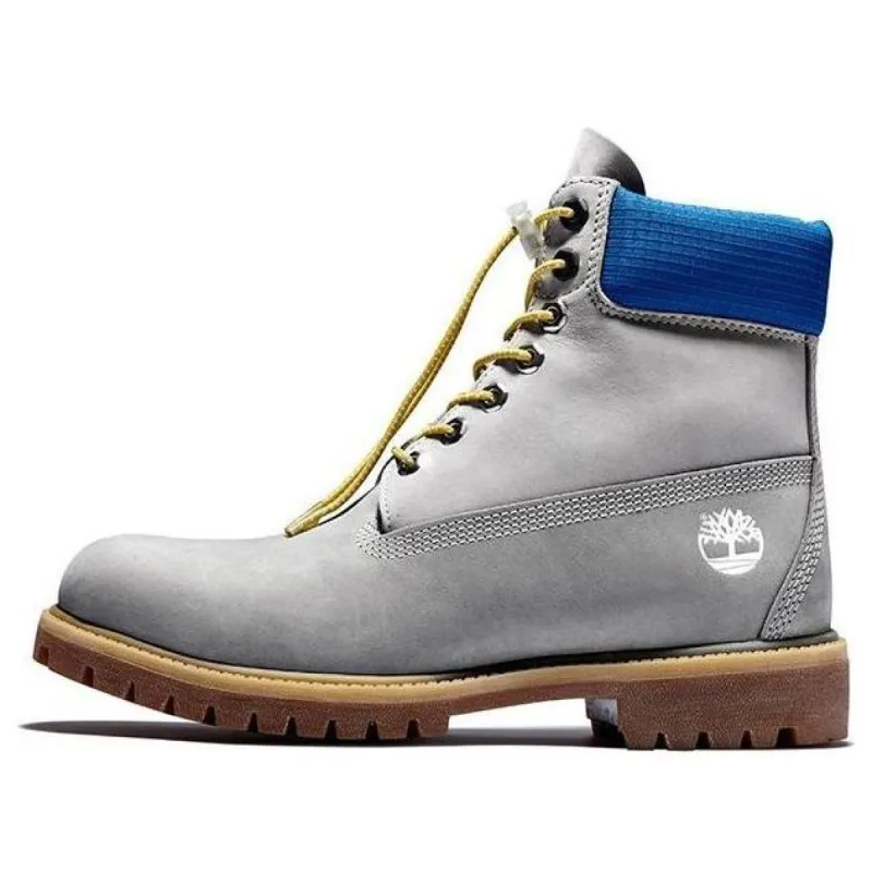 Timberland Premium 6 Inch Waterproof Boots 'Grey with Blue Collar' A2N9PD52 sold by KicksCrew