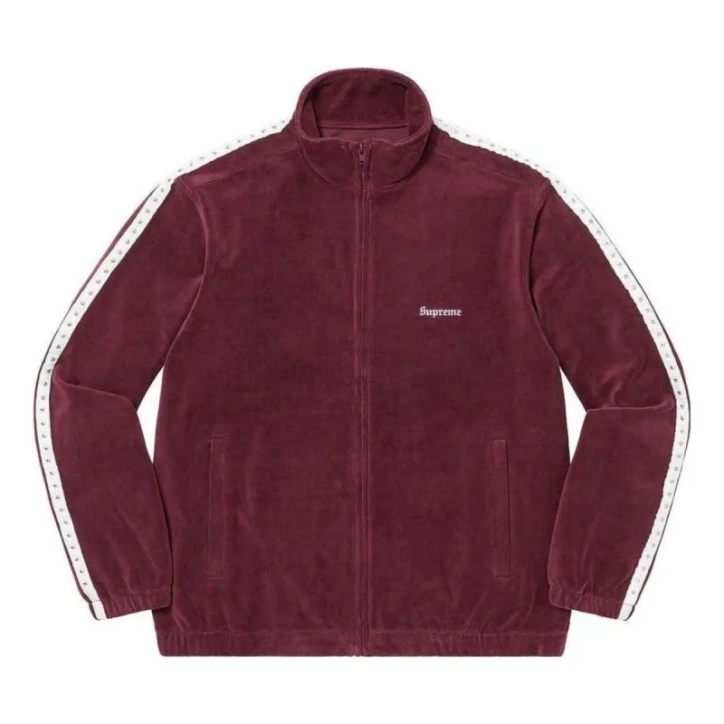 Supreme Studded Velour Track Jacket 'Burgundy White' SUP-FW22-267 sold by KicksCrew