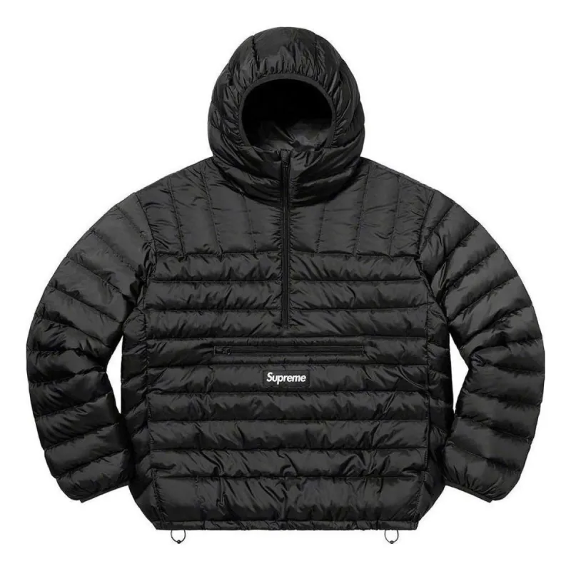 Supreme Mirco Down Half Zip Hooded Pullover 'Black White' SUP-FW22-170 sold by KicksCrew