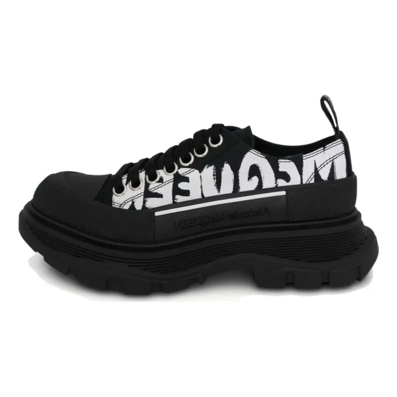 (WMNS) Alexander McQueen Tread Slick Low Lace Up Canvas Graffiti 'Black White' 676711W4RQ21006 sold by KicksCrew