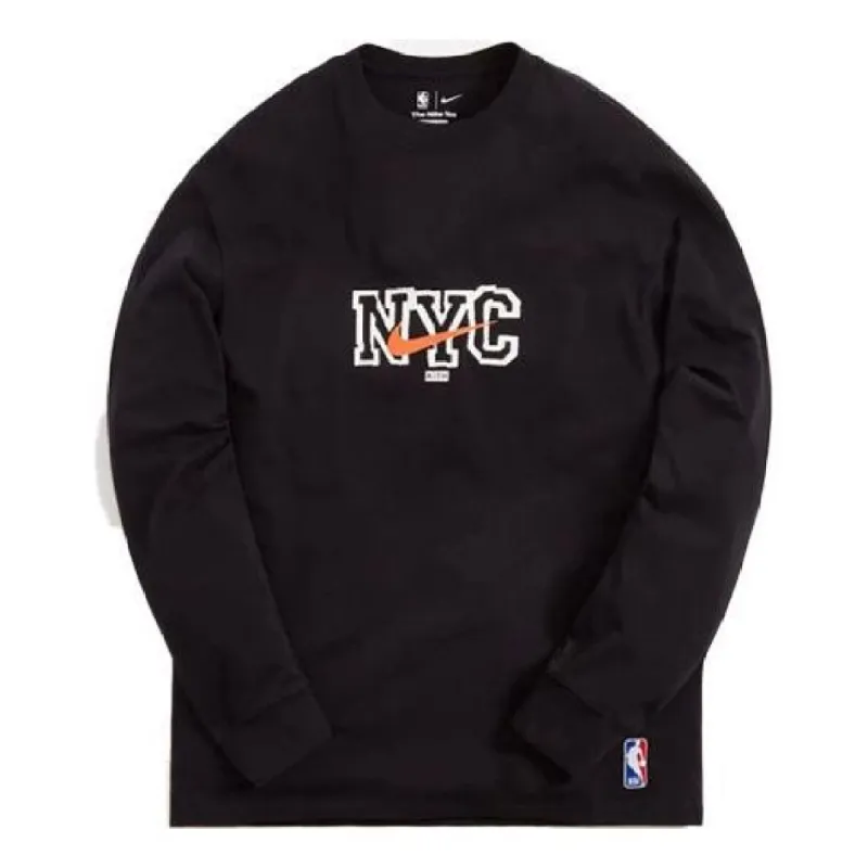 Nike x NBA New York Knicks Long T-Shirt 'Black' DR6532-010