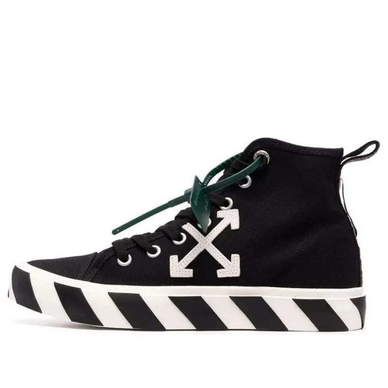 Off-White Vulcanized Mid-Top Canvas Sneakers 'Black White Green' OMIA119C99FAB0011001 sold by KicksCrew