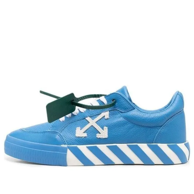 Off-White Low Vulcanized Leather Trainers 'Blue White Green' OMIA085S22LEA0024501 sold by KicksCrew