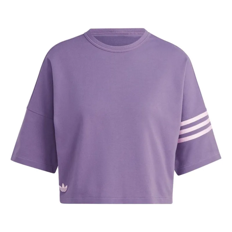 (WMNS) adidas originals Neuclassics 3 stripe T-shirt 'Shadow Violet' IP8973 sold by KicksCrew