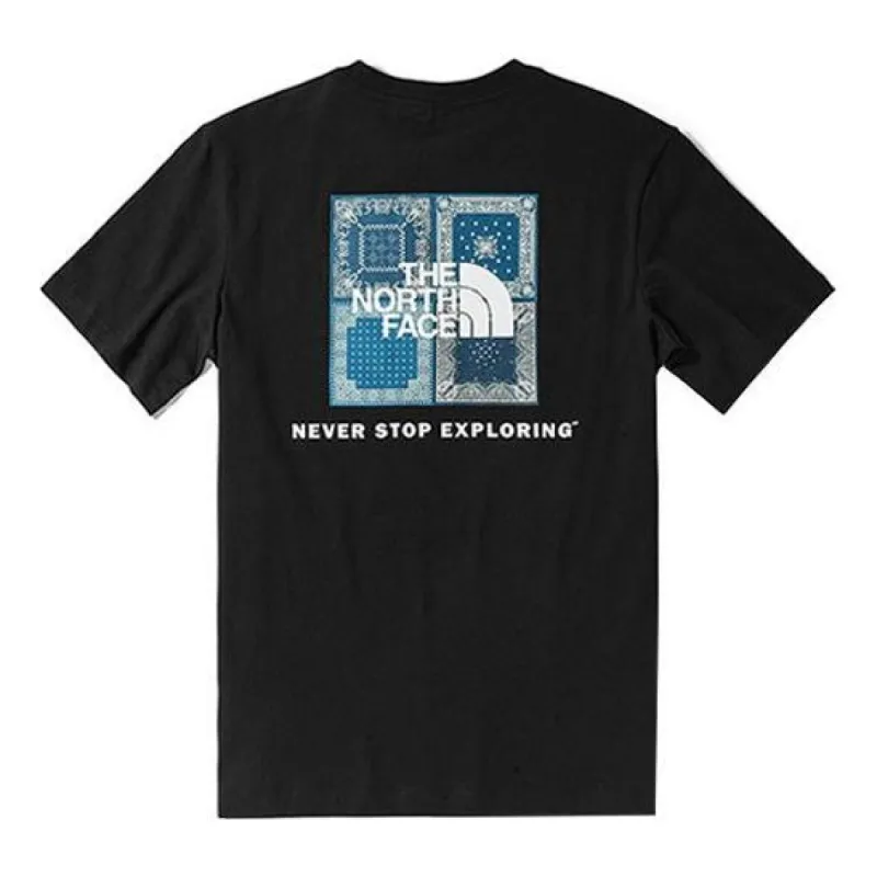 THE NORTH FACE Short Sleeve Bandana Square T-Shirt 'Black' NF0A4UDW-JK3 sold by KicksCrew