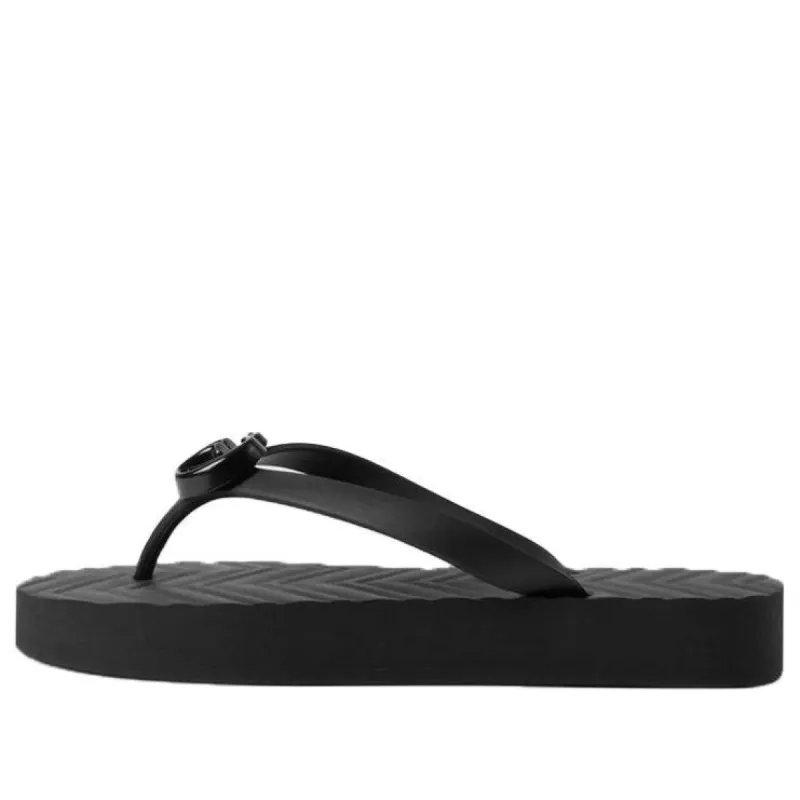 GUCCI Cut-Out Detailed Interlocking G Sandals 'Black' 723627