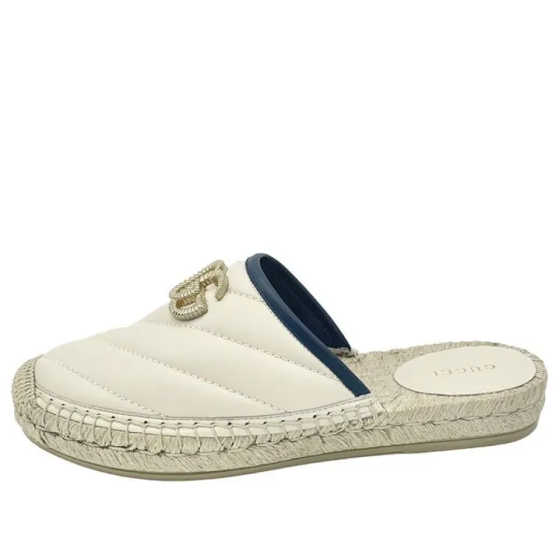 (WMNS) GUCCI Leather Espadrilles With Double G Slides 'White' 628565-BKO60-9087 sold by KicksCrew