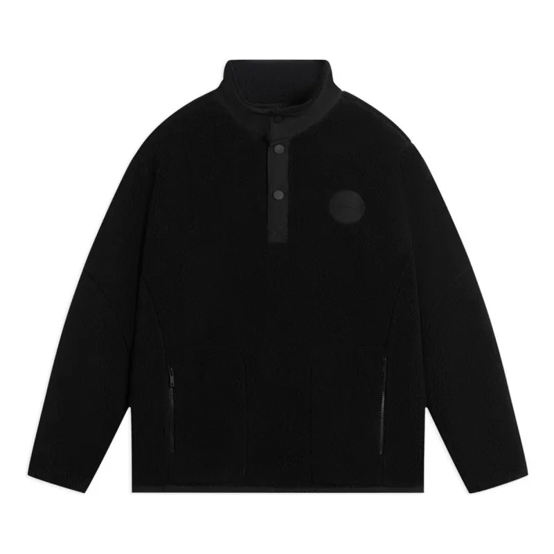Li-Ning Logo Half Zip Fleece Jacket 'Black' AAES939-2 sold by KicksCrew