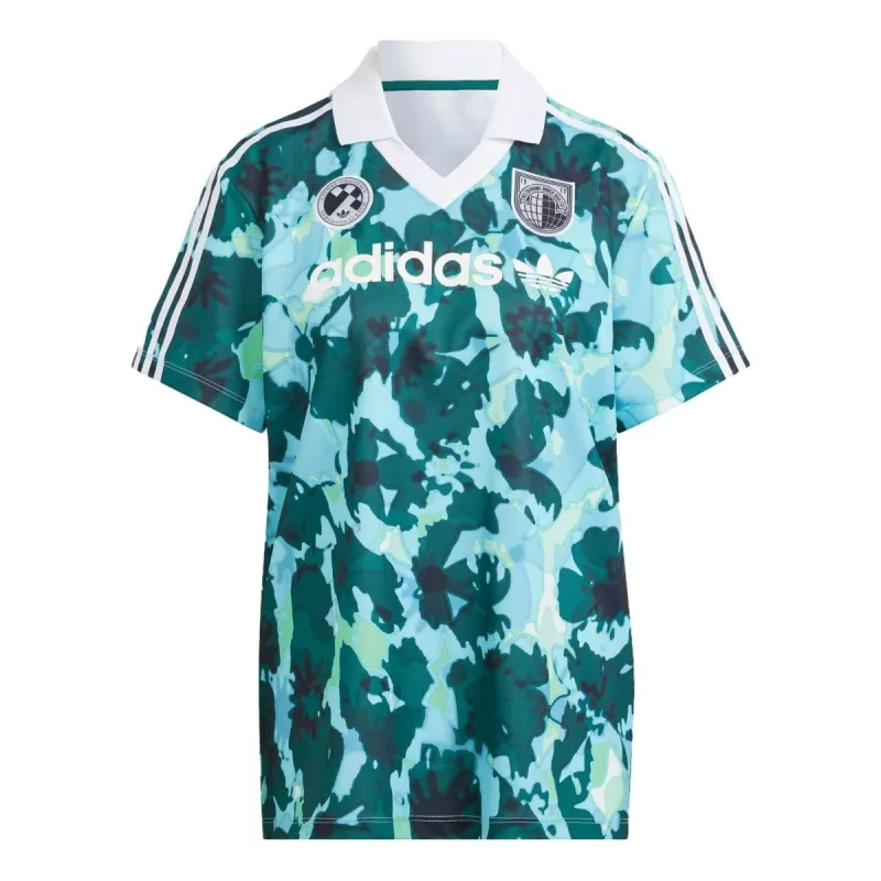 (WMNS) adidas Allover Print Short Sleeve Jersey 'Green Blue' IR9809 sold by KicksCrew