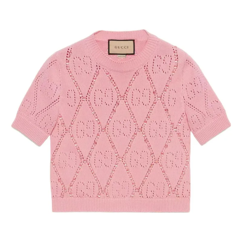 (WMNS) Gucci GG Cotton Beaded Shirt 'Pink' 691710-XKCAT-5307 sold by KicksCrew