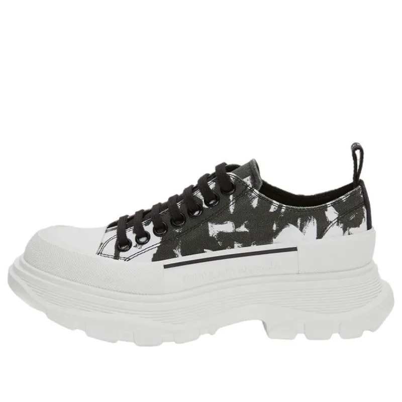 (WMNS) Alexander McQueen McQueen Graffiti Tread Slick Lace Up Shoes 'White Black' 708093W4TG59356 sold by KicksCrew