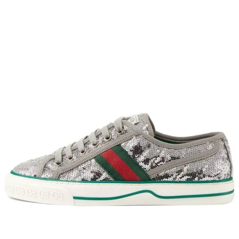 (WMNS) GUCCI Tennis 1977 'Sequin - Silver' 646438-2MO10-8161 sold by KicksCrew