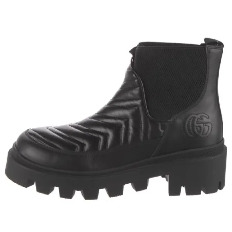 (WMNS) Gucci Matelassé Chelsea Boot 'Triple Black' 643958-DH7D0-1000 sold by KicksCrew