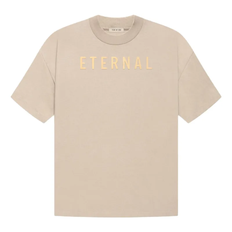 Fear of God Eternal Logo Flocked Crewneck T-Shirt 'Tan Orange' FGE50-001AJER-122 sold by KicksCrew