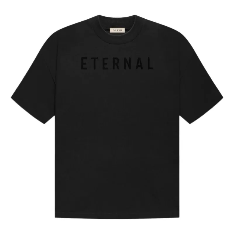 Fear of God Eternal Logo Flocked Crewneck T-Shirt 'Black' FGE50-001AJER-001 sold by KicksCrew