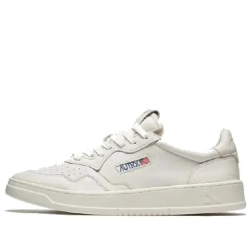 Autry Medalist Low Solid Goatskin 'Optic White' AULM-SG07 sold by KicksCrew