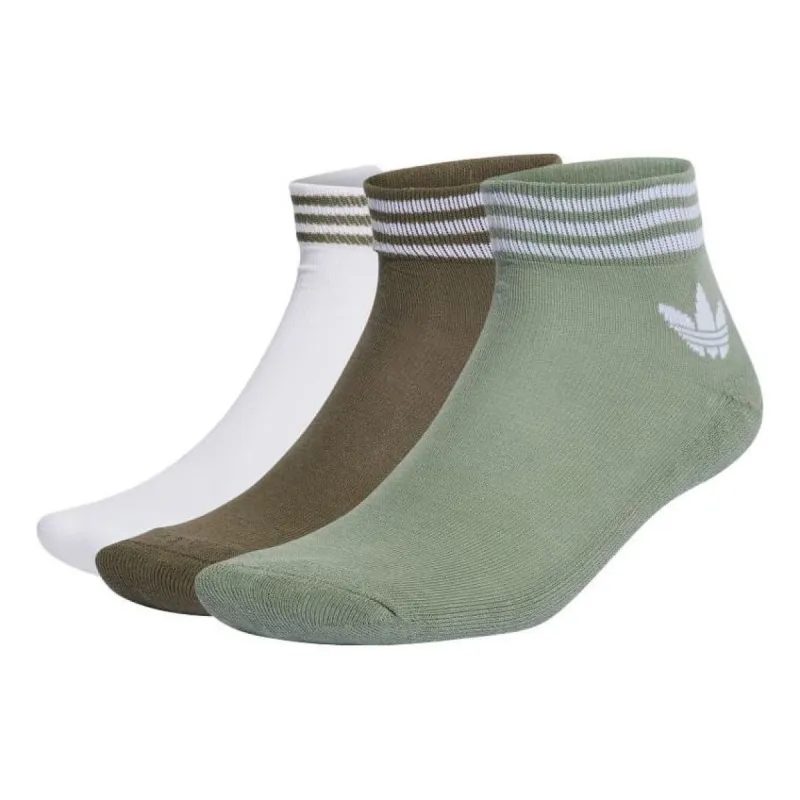 adidas Island Club Trefoil Ankle Socks 3 Pairs 'Green White' IC5692 sold by KicksCrew