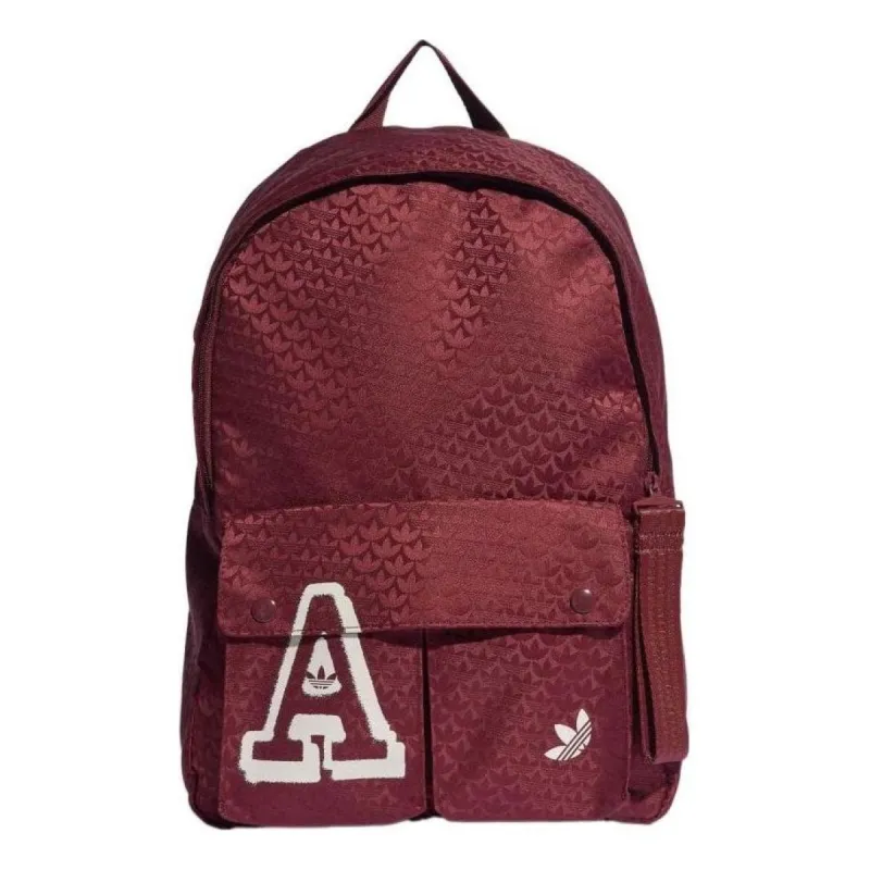 (WMNS) adidas Trefoil Jacquard Monogram Backpack 'Burgundy' IC2087 sold by KicksCrew