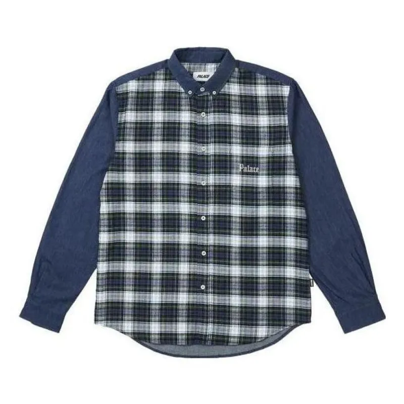 Palace Check Panel Chambray Shirt 'Blue' PLC23005 sold by KicksCrew