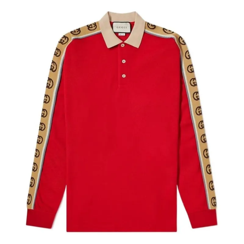 Gucci Long Sleeve Polo With Interlocking G Stripe 'Red' 598955-XJB0Q-6057 sold by KicksCrew