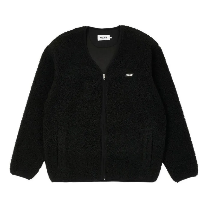 Palace SS22 Shearling Cardigan Jacket 'Black' P22CS041 sold by KicksCrew