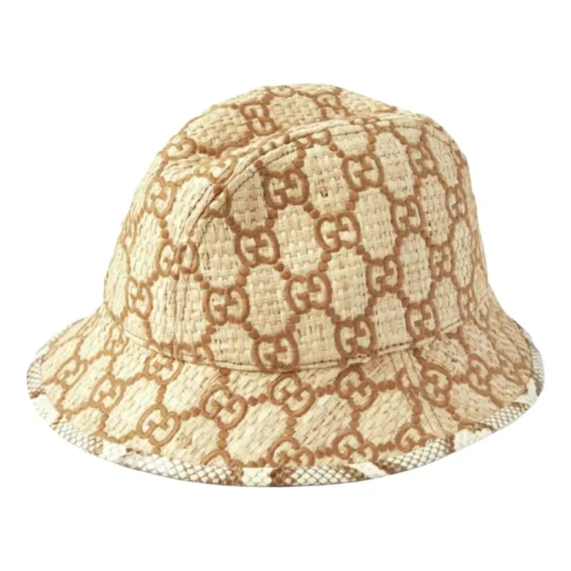 Gucci GG Snakeskin Trim Raffia Fedora Hat 'Brown' 582435-3HH39-9264 sold by KicksCrew
