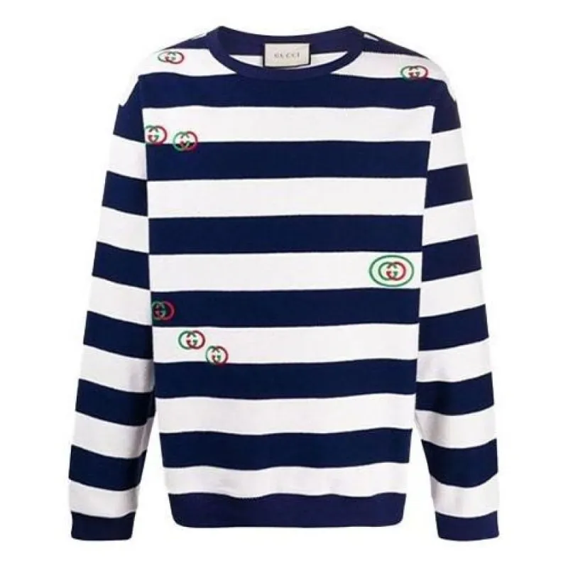 Gucci Striped Crewneck Jumper 'Navy White' 581969-XJBKQ-4759 sold by KicksCrew