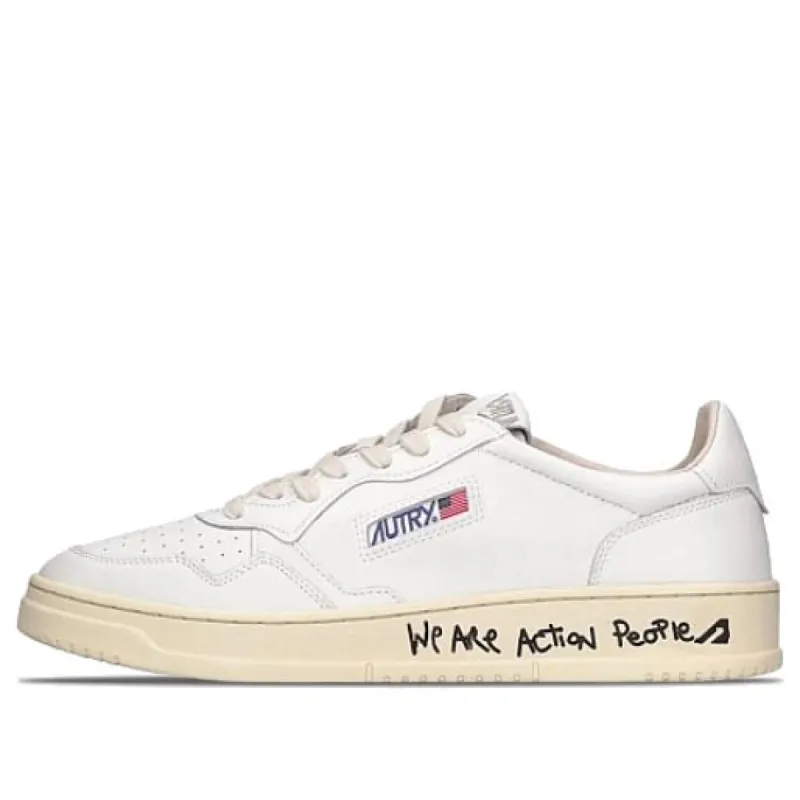 (WMNS) Autry Medalist Leather Low Lettering 'We Are Action People - White' AULW-LD06 sold by KicksCrew