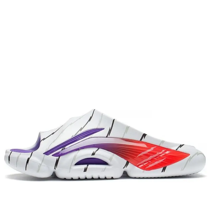 Li-Ning 8 PE Courtside Slides 'White Red' ABTS009-5 sold by KicksCrew