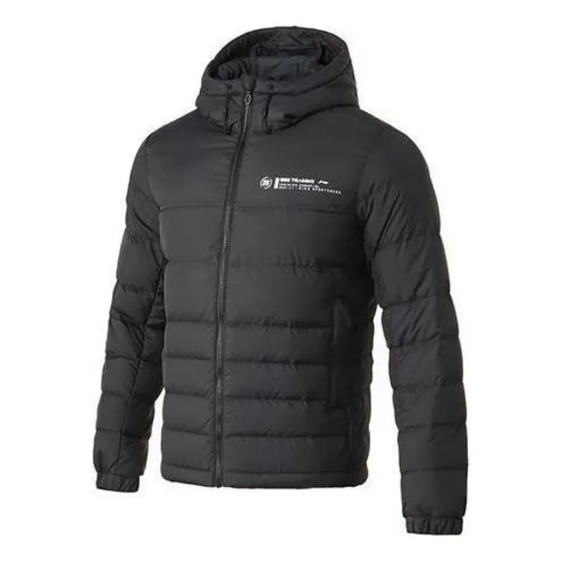 Li-Ning Logo Training Down Jacket 'Black' AYMQ033-1 sold by KicksCrew