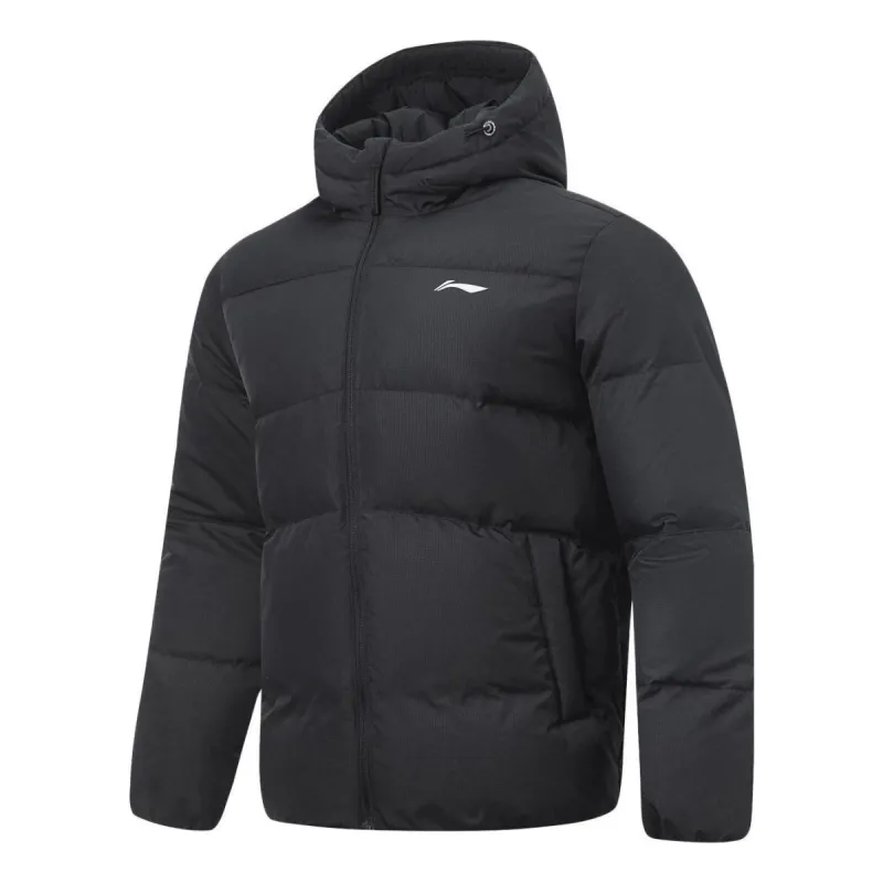 Li-Ning Logo Waterproof Down Jacket 'Black' AYMT061-1 sold by KicksCrew