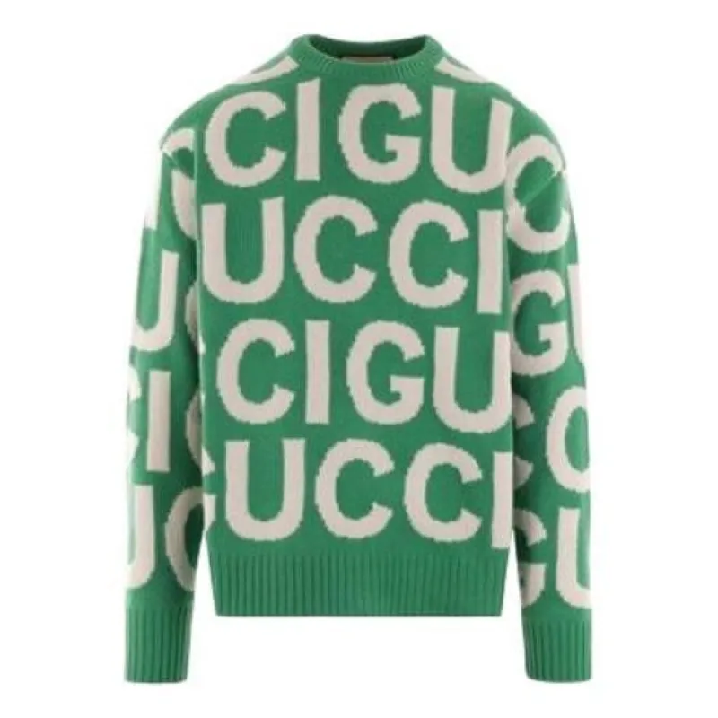 Gucci Wool Sweater With Gucci Intarsia 'Green Ivory' 763672-XKDLV-3521 sold by KicksCrew