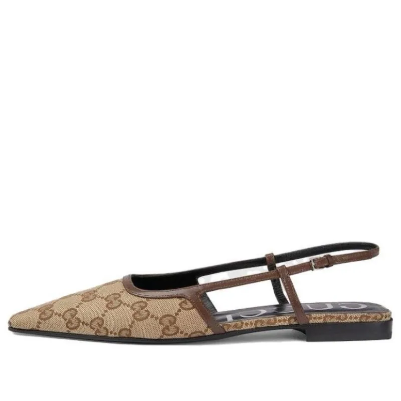 (WMNS) Gucci GG Slingback Ballet Flat 'Beige Ebony' 762420-KY980-9763 sold by KicksCrew