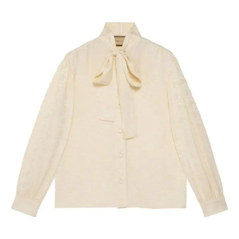 (WMNS) Gucci Squared Interlocking G Silk Shirt 'Ivory' 746912-ZAM5A-9210 sold by KicksCrew
