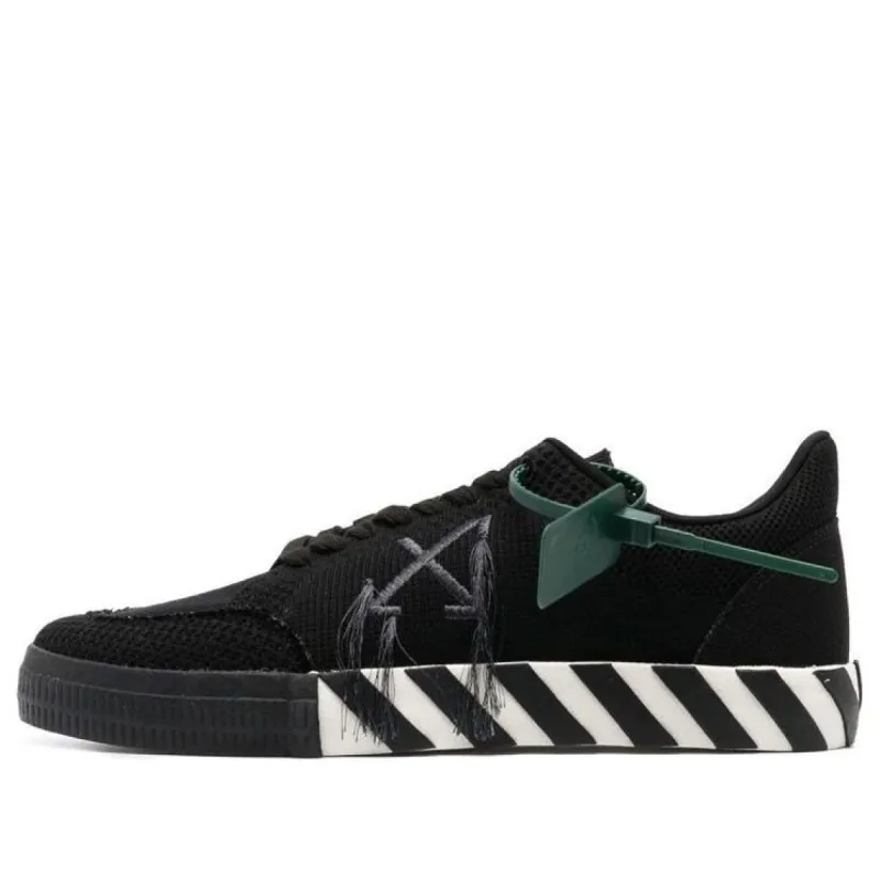 Off-White Low Vulcanized Sneakers 'Black White' OMIA085F22KNI0011010 sold by KicksCrew