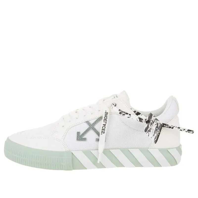 Off-White Low Vulcanized Canvas Sneaker 'White Green' OMIA085F21LEA0050155 sold by KicksCrew