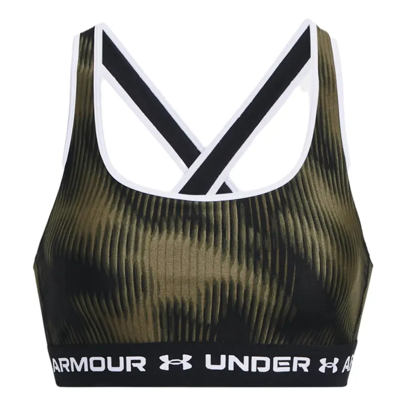 (WMNS) Under Armour Crossback Mid Printed Sports Bra 'Olive Green' 1361042-390 sold by KicksCrew