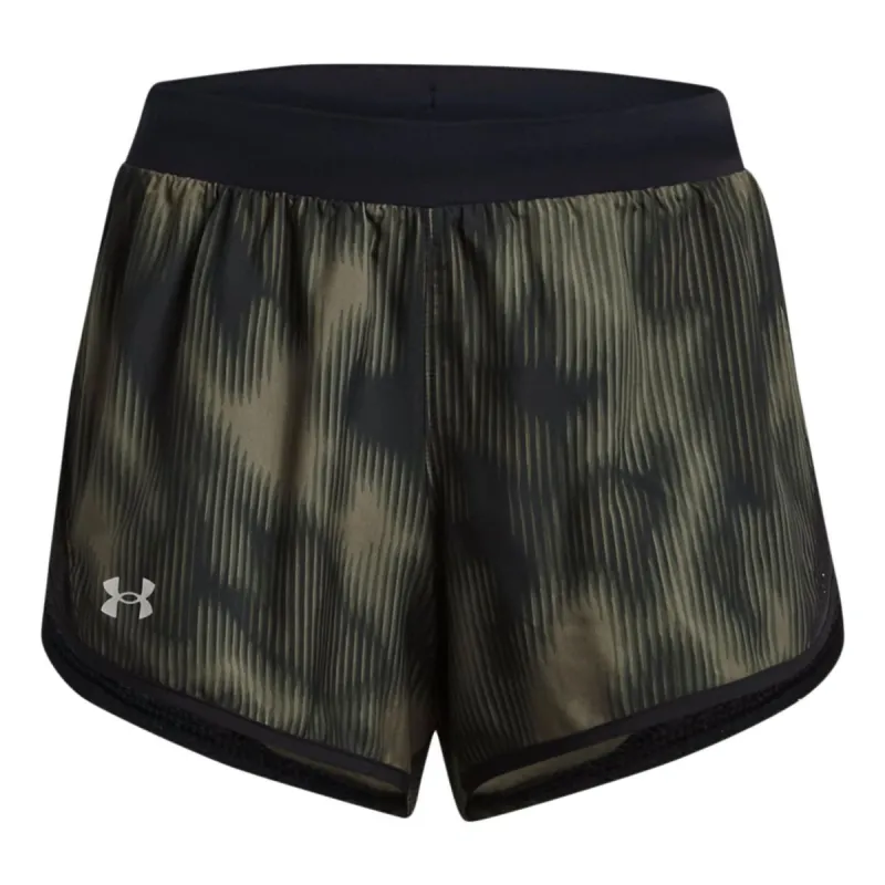 (WMNS) Under Armour Fly-By 2.0 Printed Shorts 'Black Green' 1350198-021 sold by KicksCrew