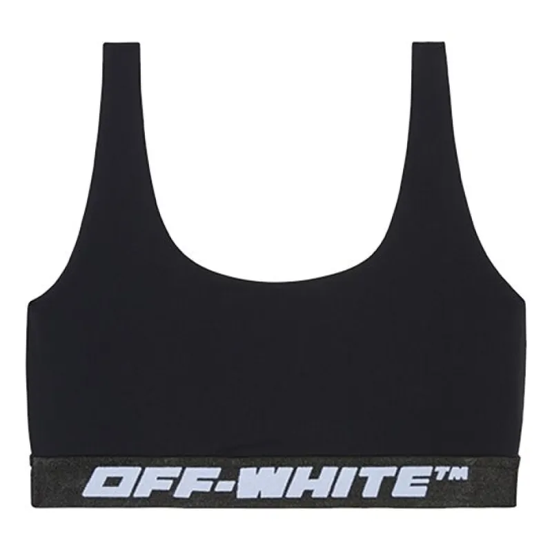 (WMNS) Off-White Logo Band Sports Bra Top 'Black' OWVO047C99JER0011000 sold by KicksCrew
