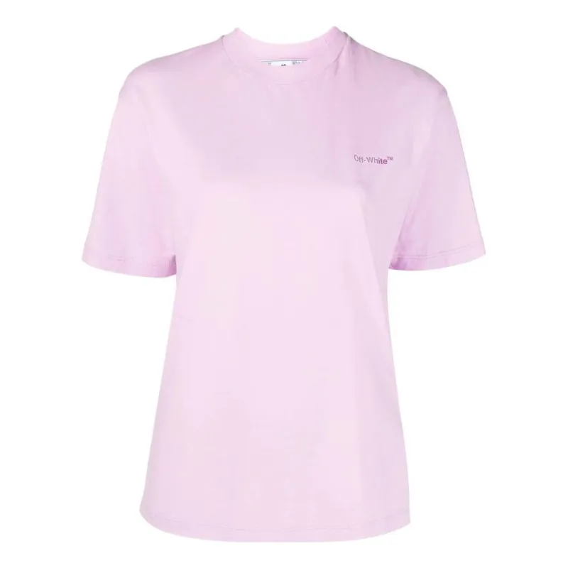 (WMNS) Off-White Diag-Print Short-Sleeved T-shirt 'Light Pink' OWAA049F22JER0013632 sold by KicksCrew