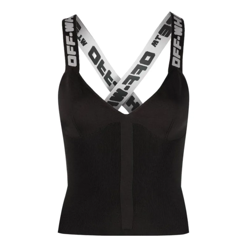 (WMNS) Off-White Logo-Strap Vest Top 'Black' OWHD011C99KNI0011009 sold by KicksCrew