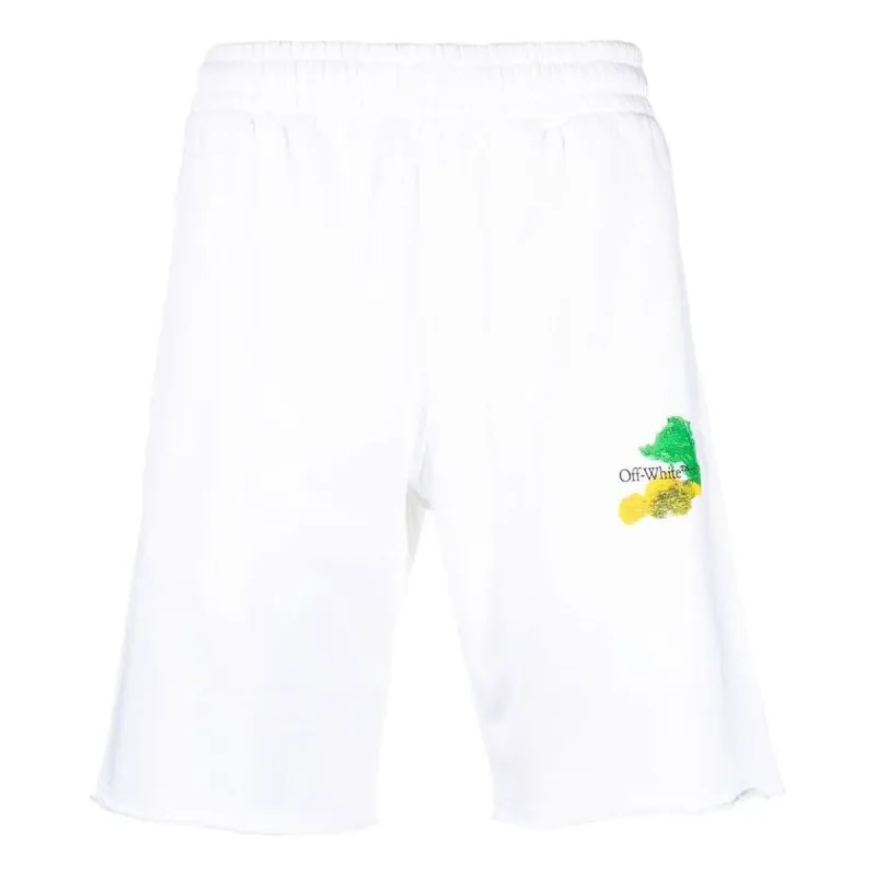 Off-White Brush Arrows Raw-Cut Shorts 'White' OMCI006S23FLE0020184 sold by KicksCrew