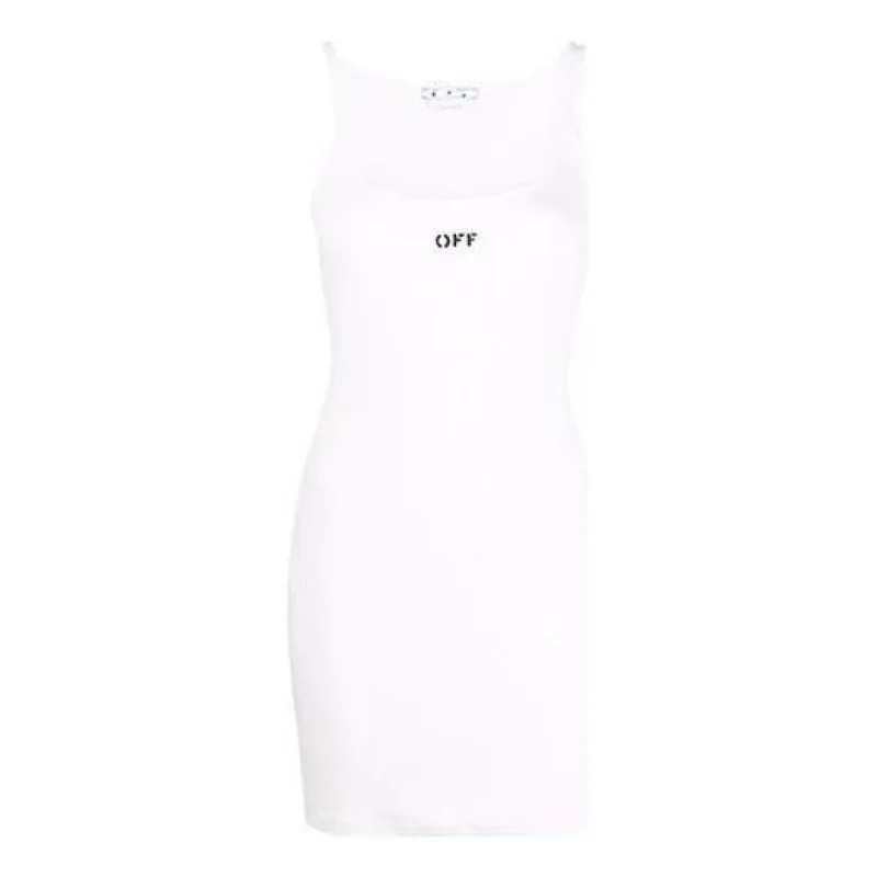 (WMNS) Off-White Off Stamp Basic Rib Dress 'White' OWDB304C99JER0010110 sold by KicksCrew