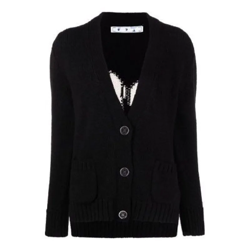 (WMNS) Off-White Logo Floating Cardigan 'Black' OWHB018F21KNI0011001 sold by KicksCrew