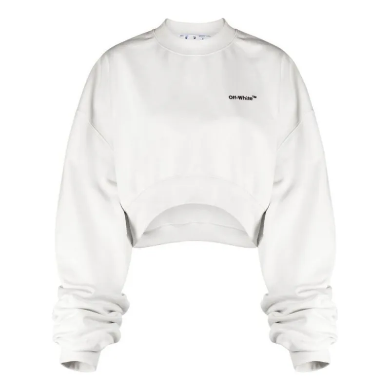 (WMNS) Off-White For All Helvetica Crop Over Crewneck 'White Black' OWBA069S23JER0010410 sold by KicksCrew
