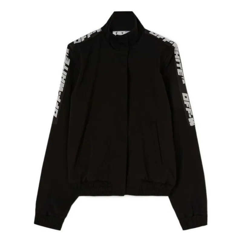 (WMNS) Off-White Logo-Tape Track Jacket 'Black' OWVL016C99JER0011000 sold by KicksCrew