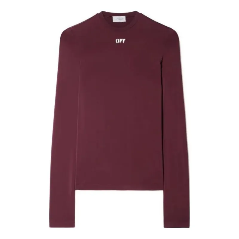 (WMNS) Off-White Off Logo-Print Fitted Top 'Burgundy' OWAD136F23JER0012801 sold by KicksCrew