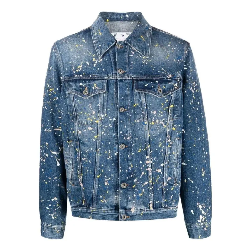 Off-White Paint Skate Denim Jacket 'Blue' OMYE077F22DEN0034000 sold by KicksCrew