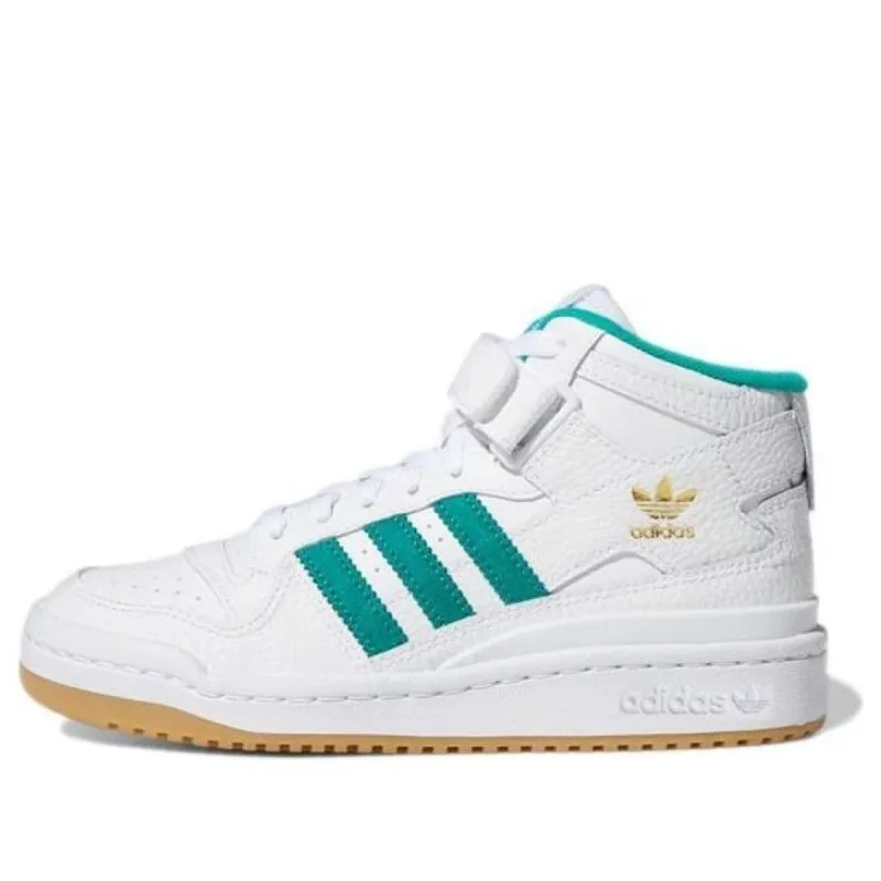 (GS) Adidas Originals Forum Mid Shoes 'Cloud White Glory Green' H00733 sold by KicksCrew